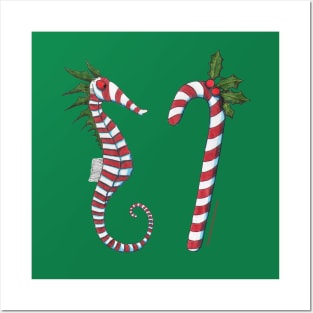 Christmas Seahorse Posters and Art